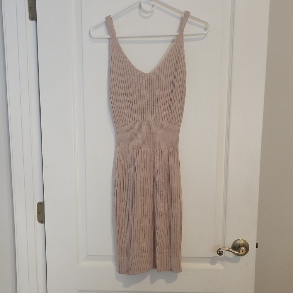 Elegant Tan Sleeveless Dress